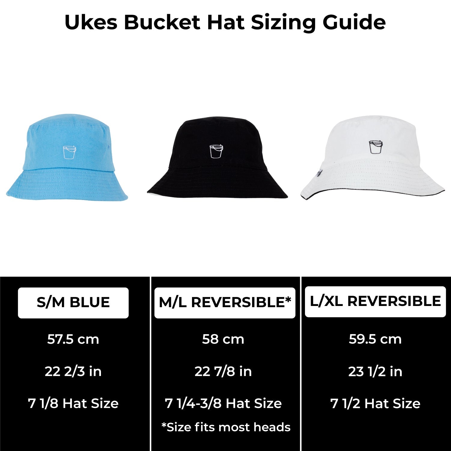 Bucket Hat - Black White Reversible - L/XL - 59.5cm
